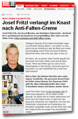 "Inzest-Drama von Amstetten: Josef Fritzl verlangt im Knast nach Anti-Falten-Creme"