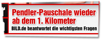 "Pendler-Pauschale wieder ab dem 1. Kilometer -- BILD.de beantworte die wichtigsten Fragen