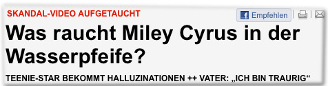 Skandal-Video aufgetaucht Was raucht Miley Cyrus in der Wasserpfeife? Teenie-Star bekommt Halluzinationen ++ Vater: Ich bin traurig