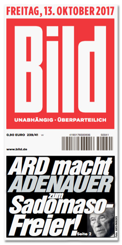 Ausriss Bild-Zeitung - ARD macht Adenauer zum Sadomaso-Freier!