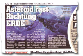 Asteroid rast Richtung ERDE