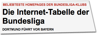Die Internet-Tabelle der Bundesliga: Dortmund führt vor Bayern