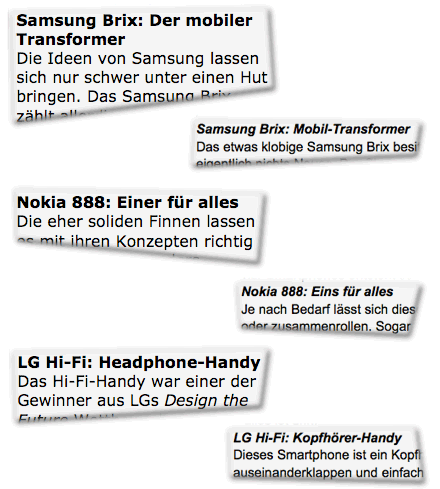 Samsung Brix: Der mobiler Transformer, Samsung Brix: Mobil-Transformer; Nokia 888: Einer für alles, Nokia 888: Eins für alles; LG Hi-Fi: Headphone-Handy, LG Hi-Fi: Kopfhörer-Handy