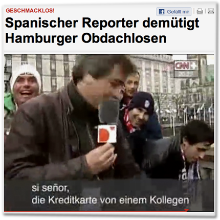 Geschmacklos! Spanischer Reporter demütigt Hamburger Obdachlosen