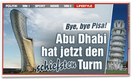 Bye, bye Pisa! Abu Dhabi hat jetzt den schiefsten Turm