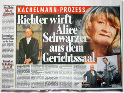 Kachelmann-Prozess: Richter wirft Alice Schwarzer aus dem Gerichtssaal.