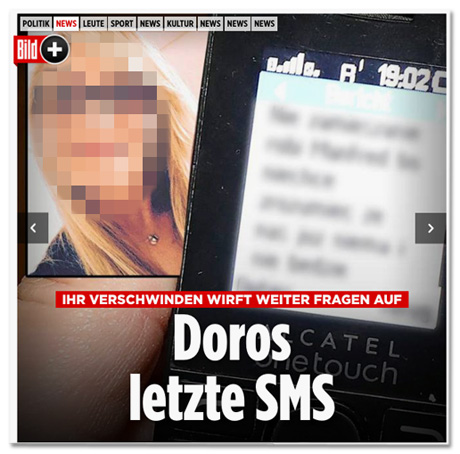 Screenshot Bild.de - Ihr Verschwinden wirft weiter Fragen auf - Doros letzte SMS