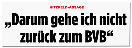 Screenshot Bild.de - Hitzfeld-Absage - Darum gehe ich nicht zurück zum BVB