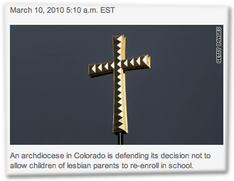 An archdiocese in Colorado is defending its decision not to allow children of lesbian parents to re-enroll in school.