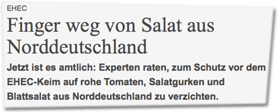 EHEC: Keine Tomaten, kein Salat aus Norddeutschland. Wo kommt der EHEC-Keim her? Erste Experten raten davon ab, Tomaten, Gurken und Salat aus Norddeutschland zu essen. Für die Gemüsehändler ist die Warnung ein Desaster.