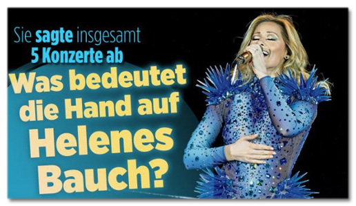 Screenshot Bild.de - Sie sagte ins gesamt fünf Konzerte ab - Was bedeutet die Hand auf Helenes Bauch?