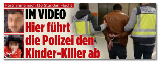 Screenshot Bild.de - Im Video - Hier führt die Polizei den Kinder-Killer ab