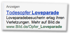 Anzeigen: Todesopfer Loveparade — Loveparadebesucherin erlag ihren Verletzungen. Mehr auf Bild.de: www.Bild.de/Opfer_Loveparade