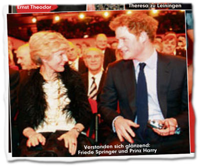 Verstanden sich glänzend: Friede Springer und Prinz Harry.