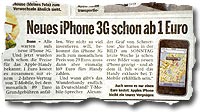 "Neues iPhone 3G schon ab 1 Euro"