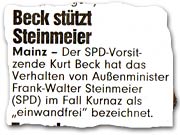 "Beck stützt Steinmeier"