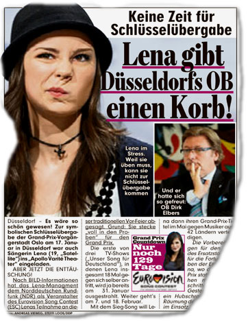 Keine Zeit für Schlüsselübergabe: Lena gibt Düsseldorfs OB einen Korb!