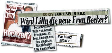 "Boris und seine Lilly: Hochzeit? -- Boris exklusiv in BILD: Wird Lilly die neue Frau Becker? Boris über (...) Ex-Frau Barbara und ihre mögliche Nachfolgerin: Lilly Kerssenberg"