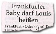 "Frankfurter Baby darf Louis heißen"