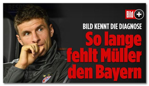 Screenshot Bild.de - Bild kennt die Diagnose - So lange fehlt Müller den Bayern