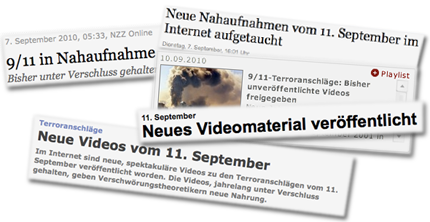 Screenshots: NZZ.ch, yahoo.de, FAZ.net, spiegel.de, focus.de