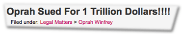 Oprah Sued For 1 Trillion Dollars!!!!