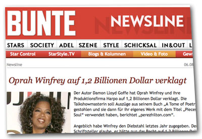 Oprah Winfrey auf 1,2 Billionen Dollar verklagt