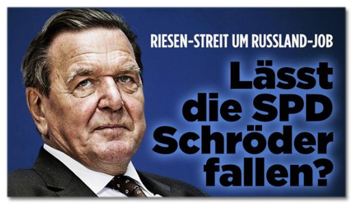 Ausriss Bild.de - Riesen-Streit um Russland-Job - Lässt die SPD Schröder Fallen?