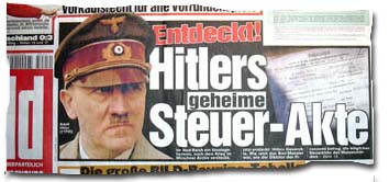 Ausriss aus der BILD-Titelschlagzeile vom 17.12.04: Entdeckt! Hitlers geheime Steuerakte