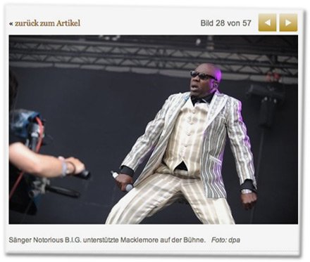 Sänger Notorious B.I.G. unterstützte Macklemore auf der Bühne