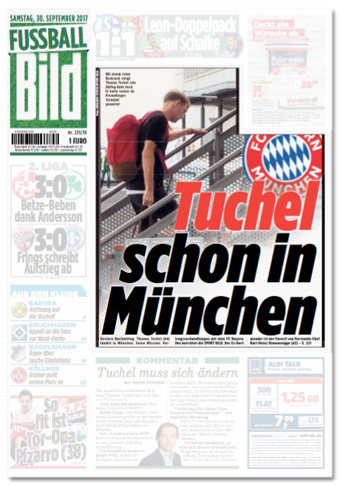Ausriss der Titelseite von Fußball Bild - Tuchel schon in München