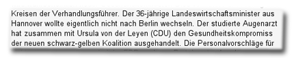 Der studierte Augenarzt hat zusammen mit Ursula von der Leyen (CDU) den Gesundheitskompromiss der neuen schwarz-gelben Koalition ausgehandelt.