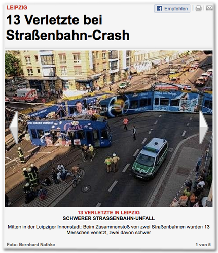 Spektakulärer Straßenbahn-Unfall (Archivbild).