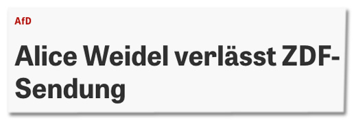 Screenshot Zeit Online - AfD - Alice Weidel verlässt ZDF-Sendung